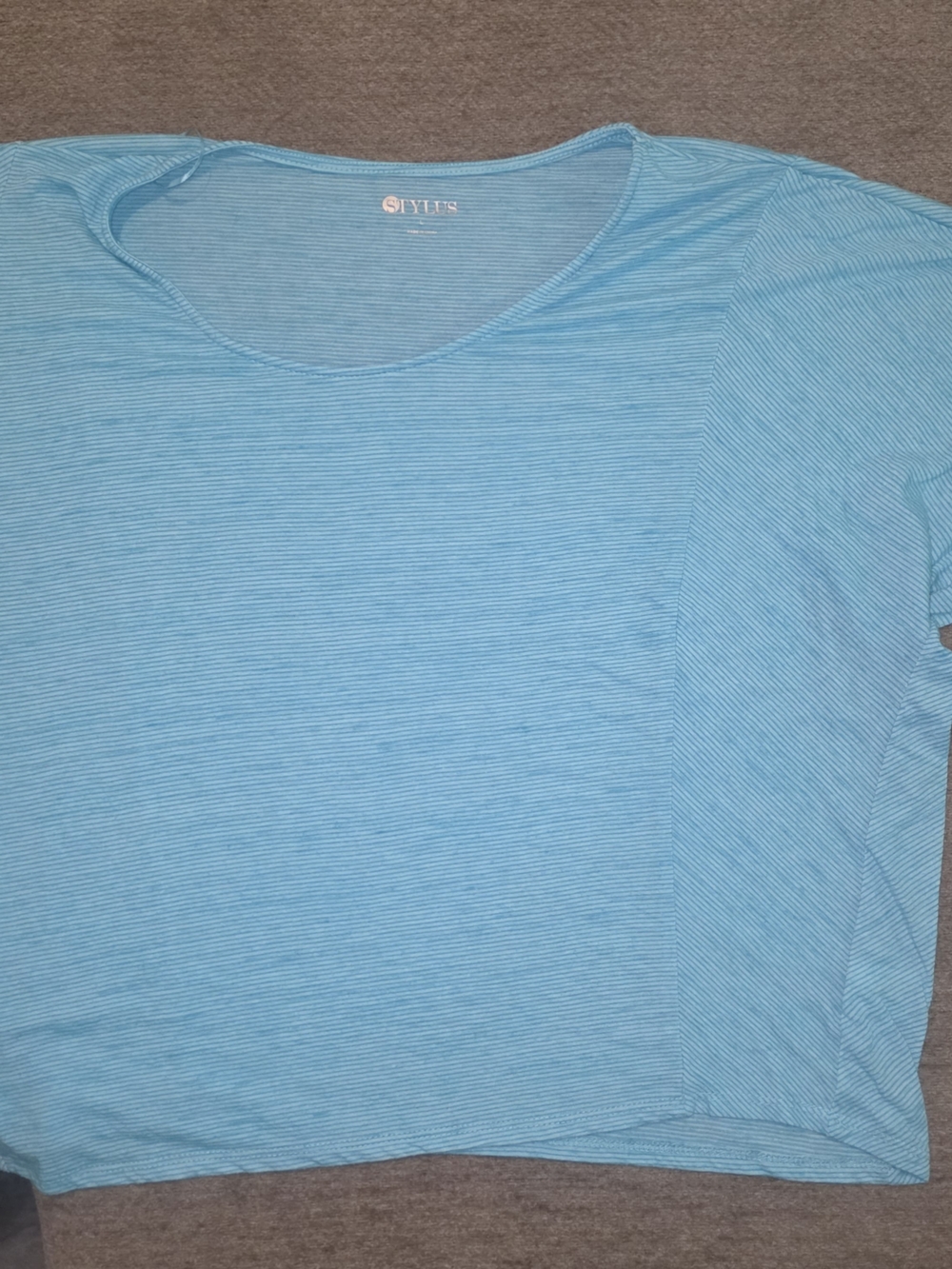 Stylus Women's Light Bluish Green Striped Casual Shirt Large